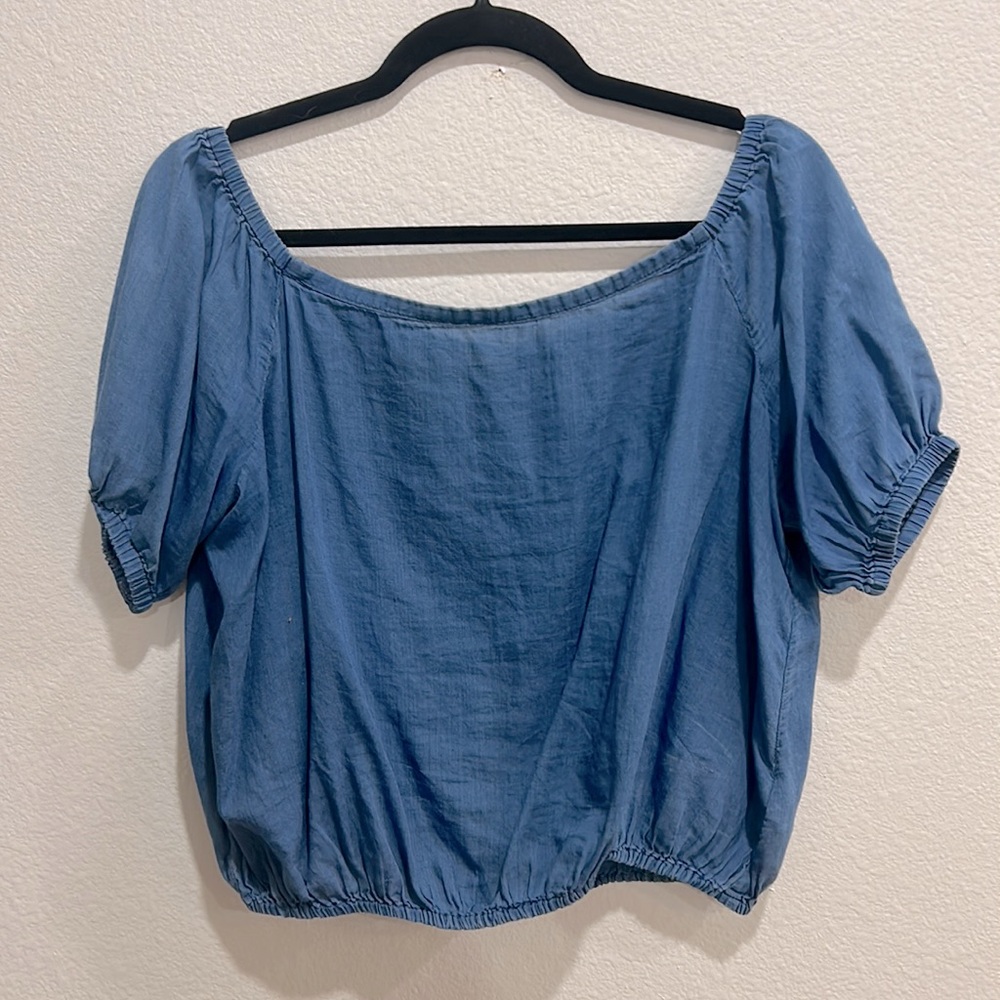 Madewell Indigo Off-the-Shoulder Bubble Top